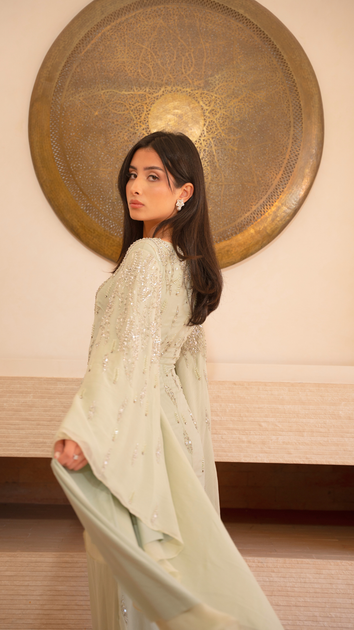 Sage Kaftan Modest Sequin Dress