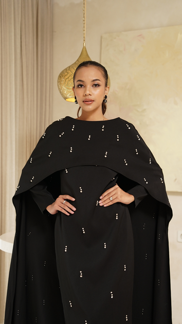 Black Cape Modest Maxi Dress – Shimmi Dresses