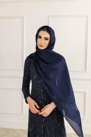 Navy Satin Hijab - Noora
