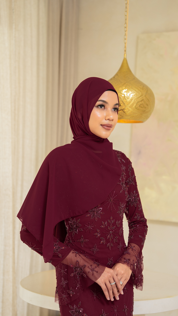 Burgundy Chiffon Hijab