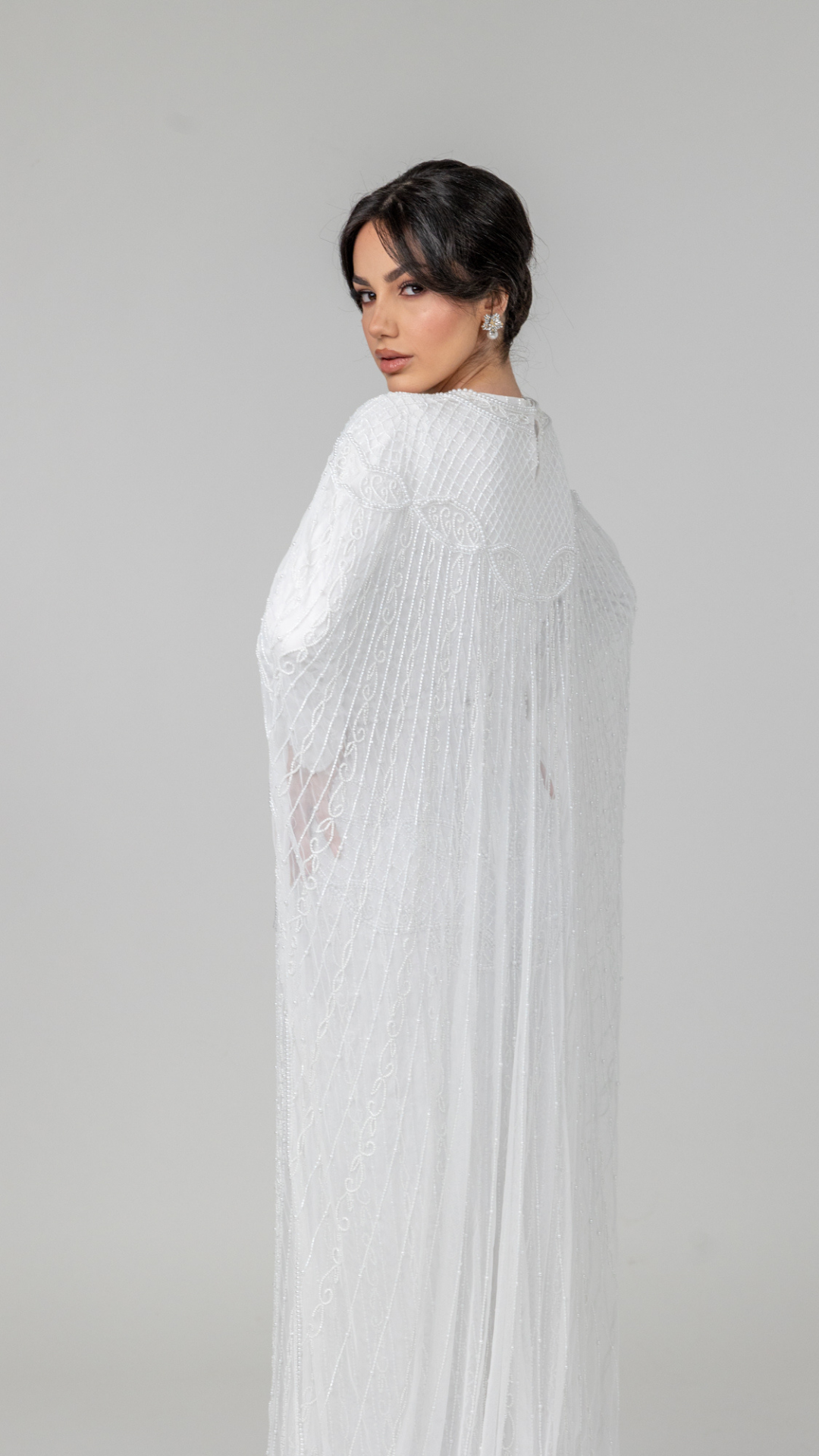 Bridal White Embellished Cape Gown Shimmi Dresses Bridal White Embellished Cape Gown Shimmi Dresses