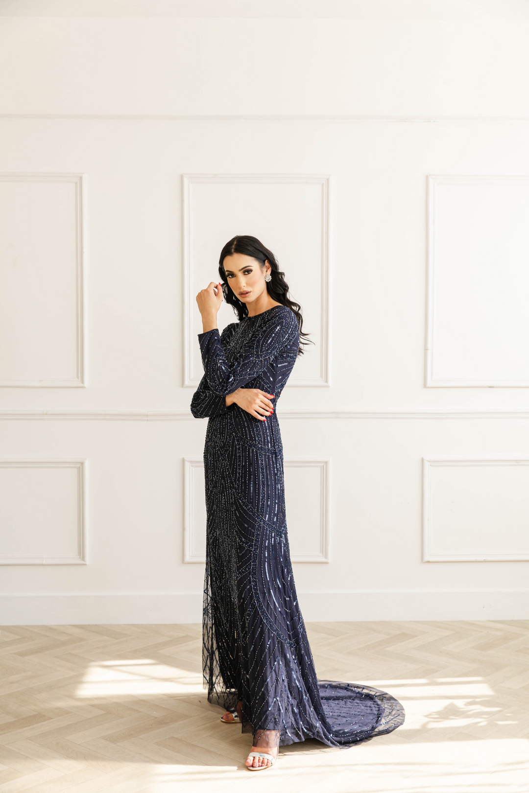 long sparkly evening dresses uk Evening Party Dresses for Women Long Sleeve Sequin Side Split main image 0