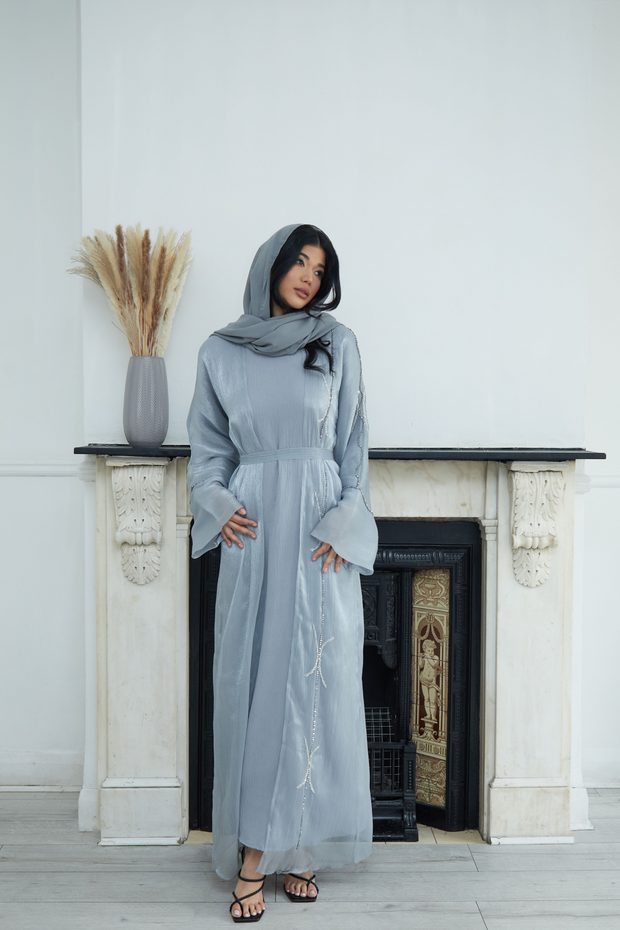 silver abaya dress Modest Formal Dress,Nikkah Dress,Modest Prom Dress,Bridal Abaya,Hijab Dress,Evening Abaya,Muslim Wedding Dress,Satin Maxi Silver Grey Abiye