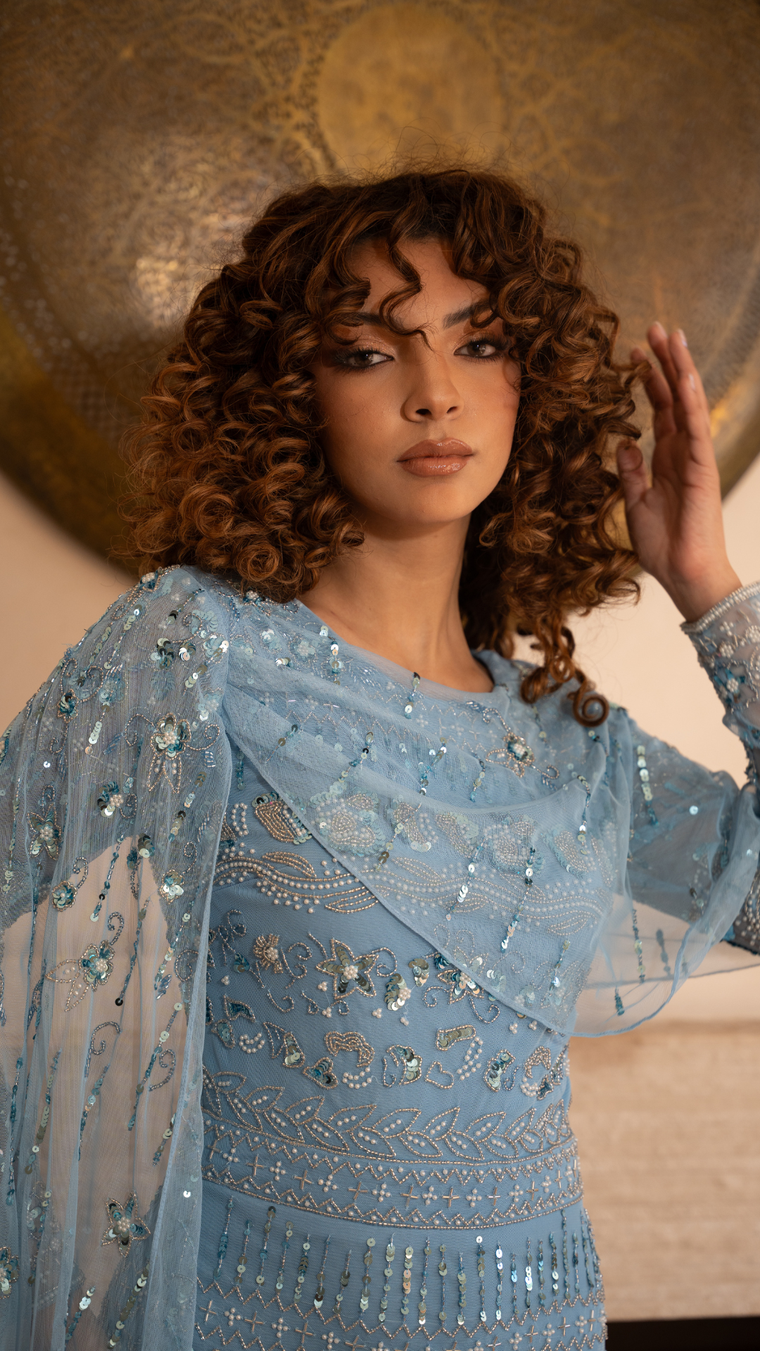 sequin cape dress Ilona Rich Purple Rich Fashion Lavender Blue Sequins Cape