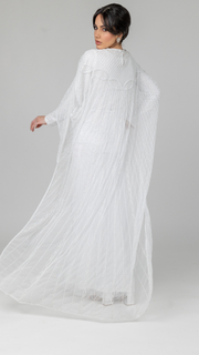 Bridal White Embellished Cape Gown