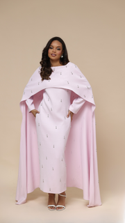 Pink Cape Modest Maxi Dress