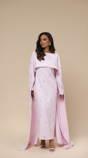 Pink Cape Modest Maxi Dress