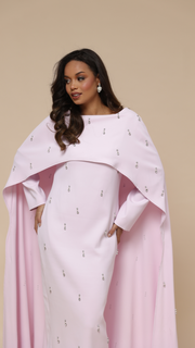 Pink Cape Modest Maxi Dress