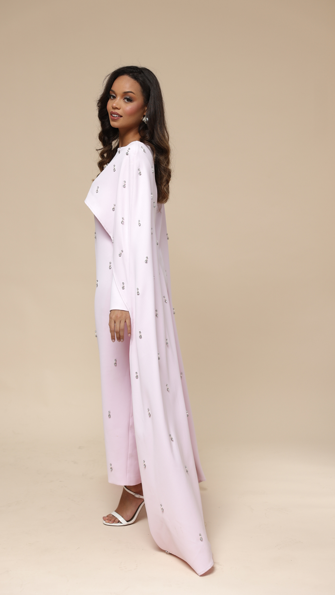 dusty pink cape style wrap midi dress Pink Cape Modest Maxi Dress – Shimmi Dresses
