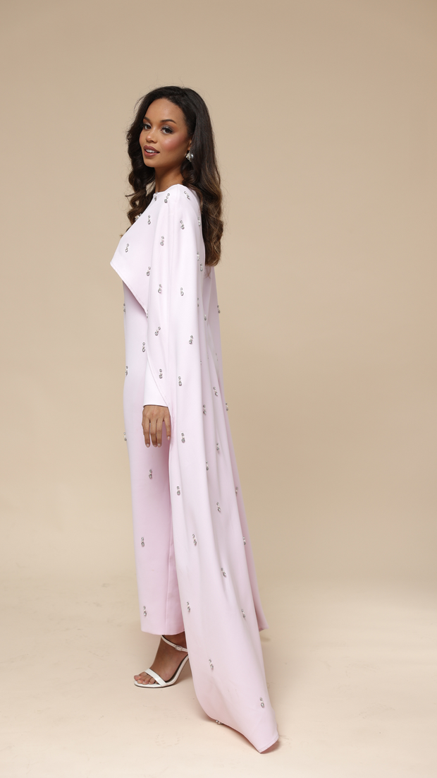 Pink Cape Modest Maxi Dress