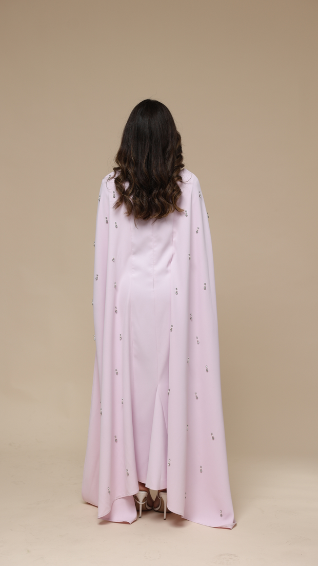 Pink Cape Modest Maxi Dress