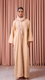 Champagne Sequin Satin Abaya Set