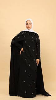 Black Cape Modest Maxi Dress
