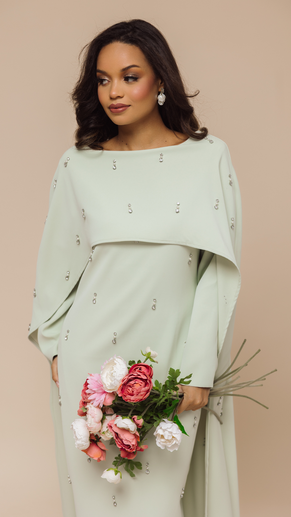 Sage Cape Modest Maxi Dress – Shimmi Dresses