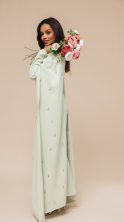 Sage Cape Modest Maxi Dress