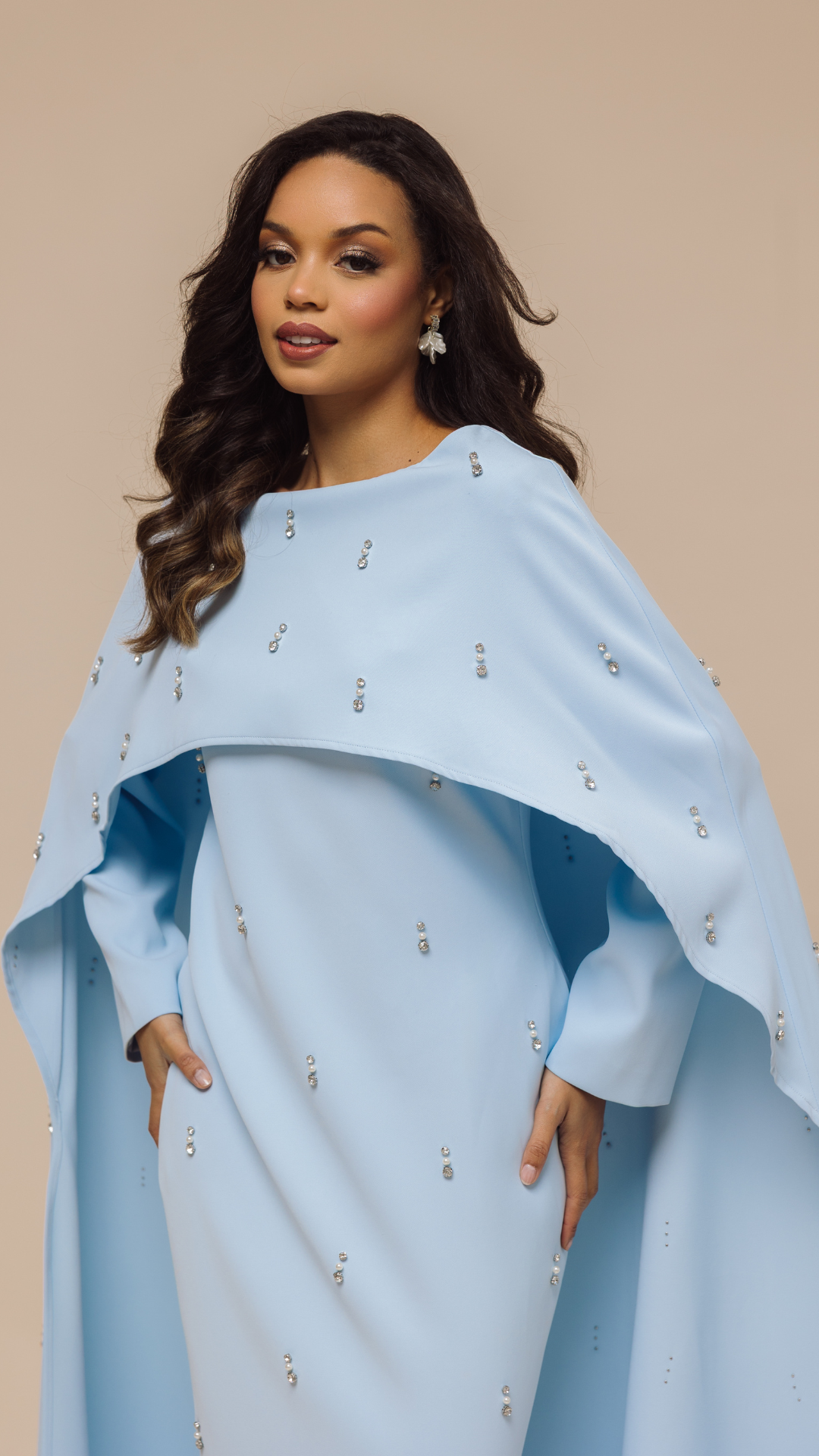 Blue Cape Modest Maxi Dress / (UK 10) (US 6) (EU 38) (S)