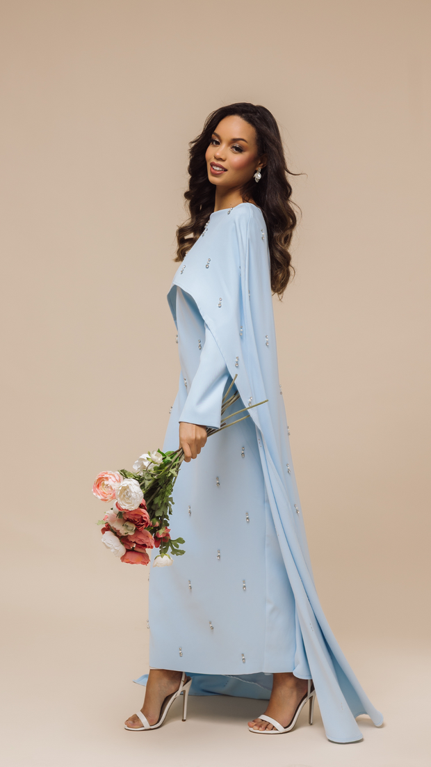 Blue Cape Modest Maxi Dress