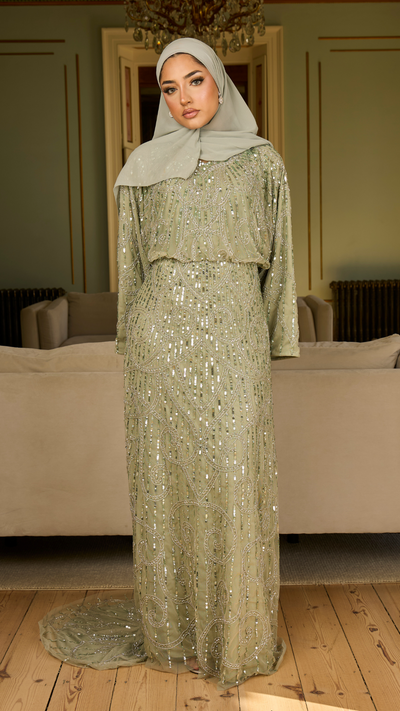 Sage Kimono Sleeve Embellished Maxi Dress 14 (L) Sage Kimono Sleeve Embellished Maxi Dress 14 (L)