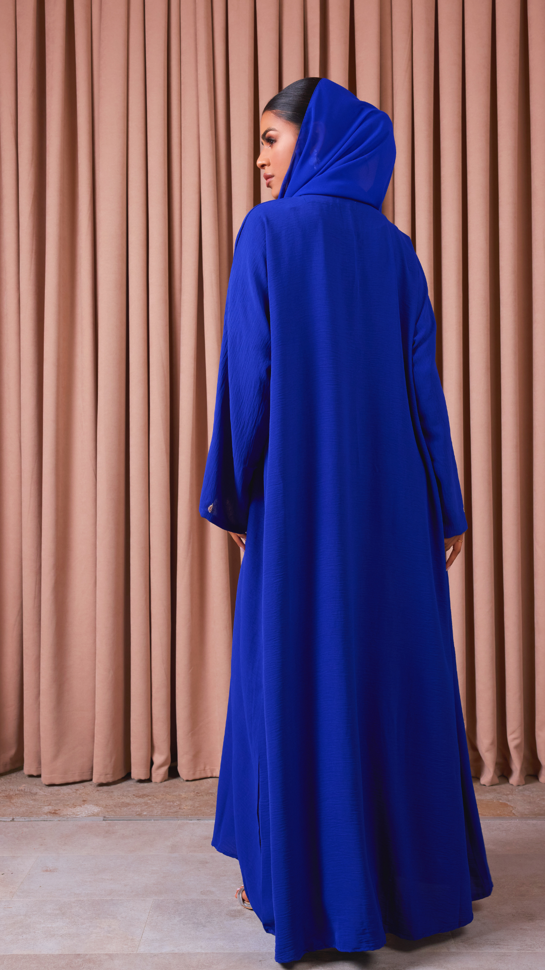 Cobalt Blue Embellished Crepe Abaya Set  Shimmi Dresses