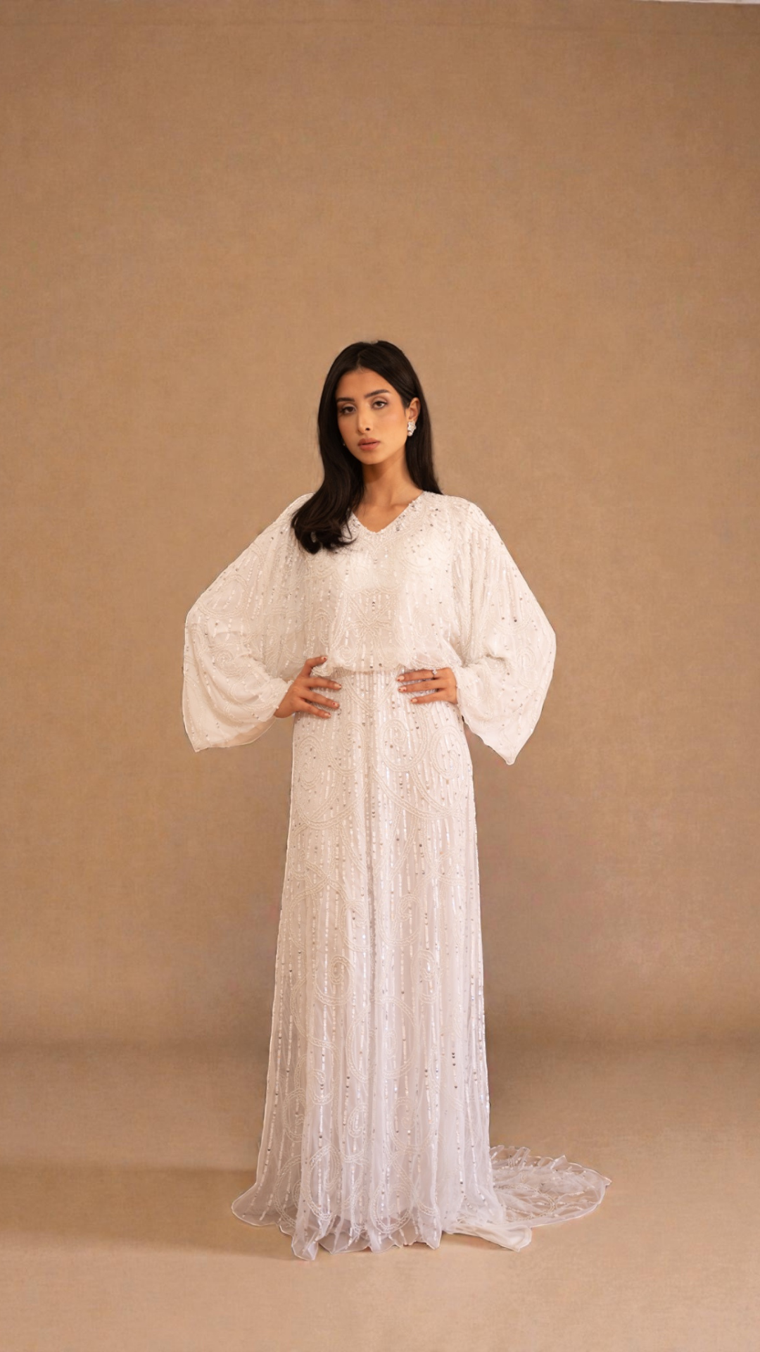white kimono maxi dress Bridal Sleeve Embellished – Shimmi Dresses With soft stretch lace Size:L-16/18 White Satin Long Prom Sleeve Length:Sleeveless