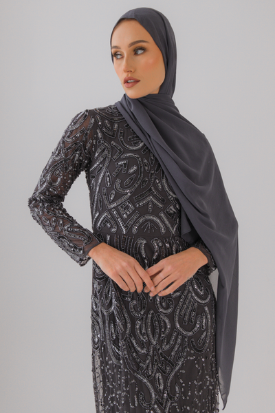Dark Grey Chiffon Hijab - Yara