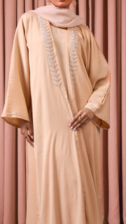 Champagne Sequin Satin Abaya Set