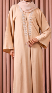 Champagne Sequin Satin Abaya Set