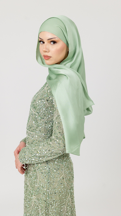 Sage Mint Satin Hijab - Shimmi Dresses Sage Mint Satin Hijab - Shimmi Dresses