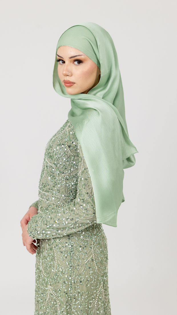 Sage Mint Satin Hijab - Shimmi Dresses Sage Mint Satin Hijab - Shimmi Dresses