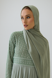 Soft Sage Satin Hijab - Reem