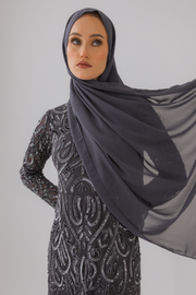 Dark Grey Chiffon Hijab - Yara