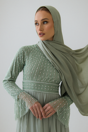 Soft Sage Satin Hijab - Reem