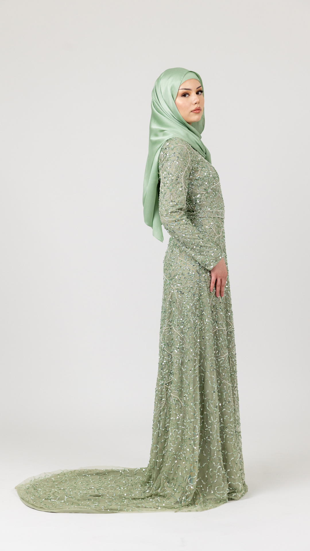 Sage Mint Satin Hijab - Shimmi Dresses Sage Mint Satin Hijab - Shimmi Dresses