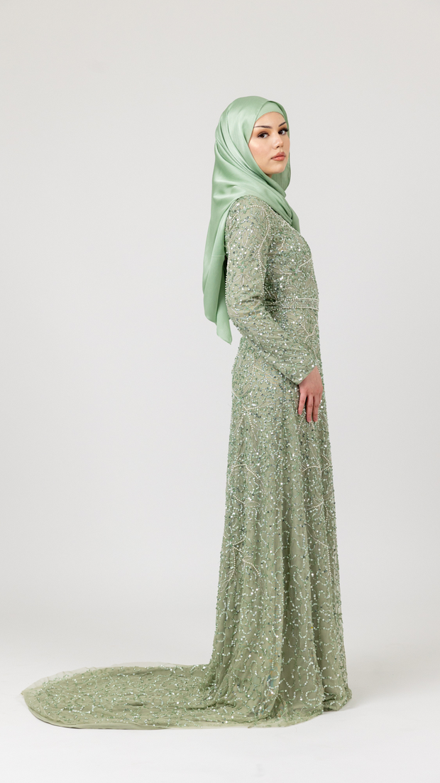 Sage Mint Satin Hijab - Shimmi Dresses Sage Mint Satin Hijab - Shimmi Dresses