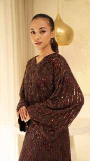 Brown Kimono Embellished Maxi Dress 02
