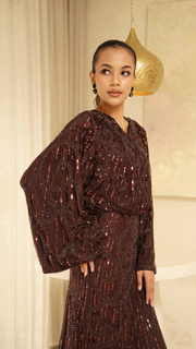  Brown Kimono Embellished Maxi Dress 06