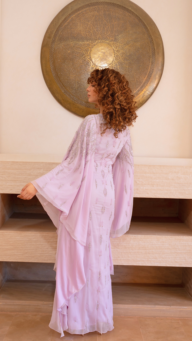 embellished corset kaftan mini dress in lilac Lilac Kaftan Modest Sequin Dress – Shimmi Dresses
