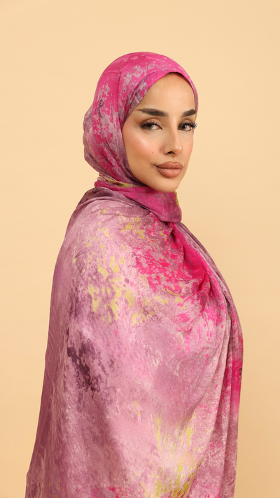 Pink modal printed hijab