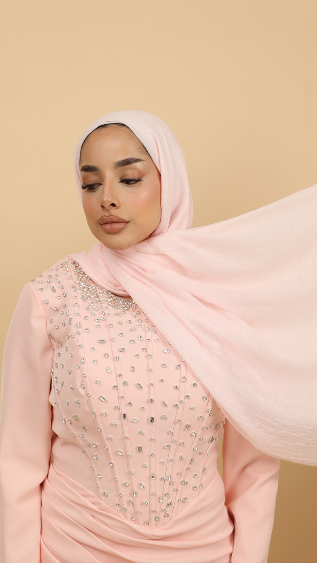Baby Pink Premium Modal Hijab Shimmi Dresses Baby Pink Premium Modal Hijab Shimmi Dresses