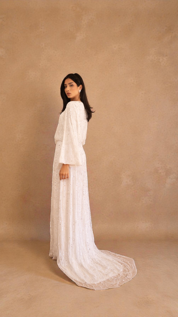 White Bridal Kimono Sleeve Embellished Maxi Dress Shimmi Dresses White Bridal Kimono Sleeve Embellished Maxi Dress Shimmi Dresses