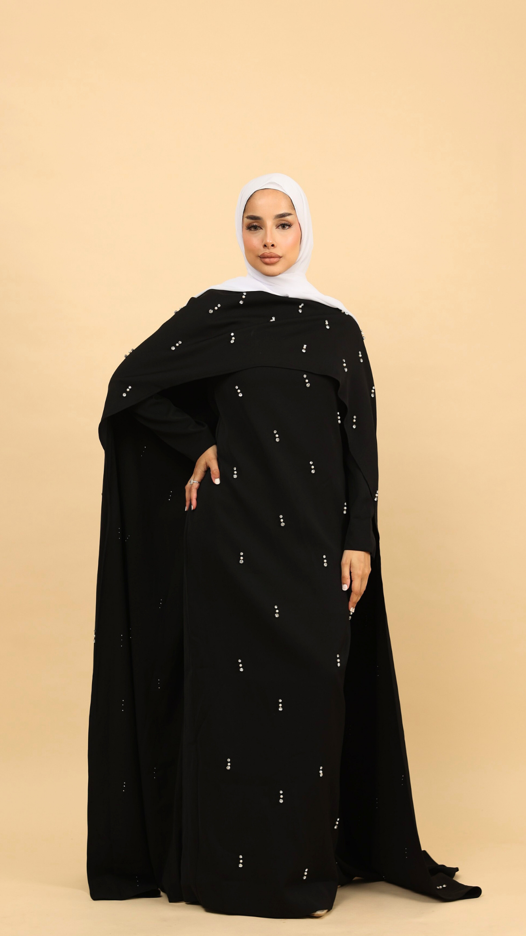 knee length dresses for ladies Modest Formal Cape Dress G569 main image 1