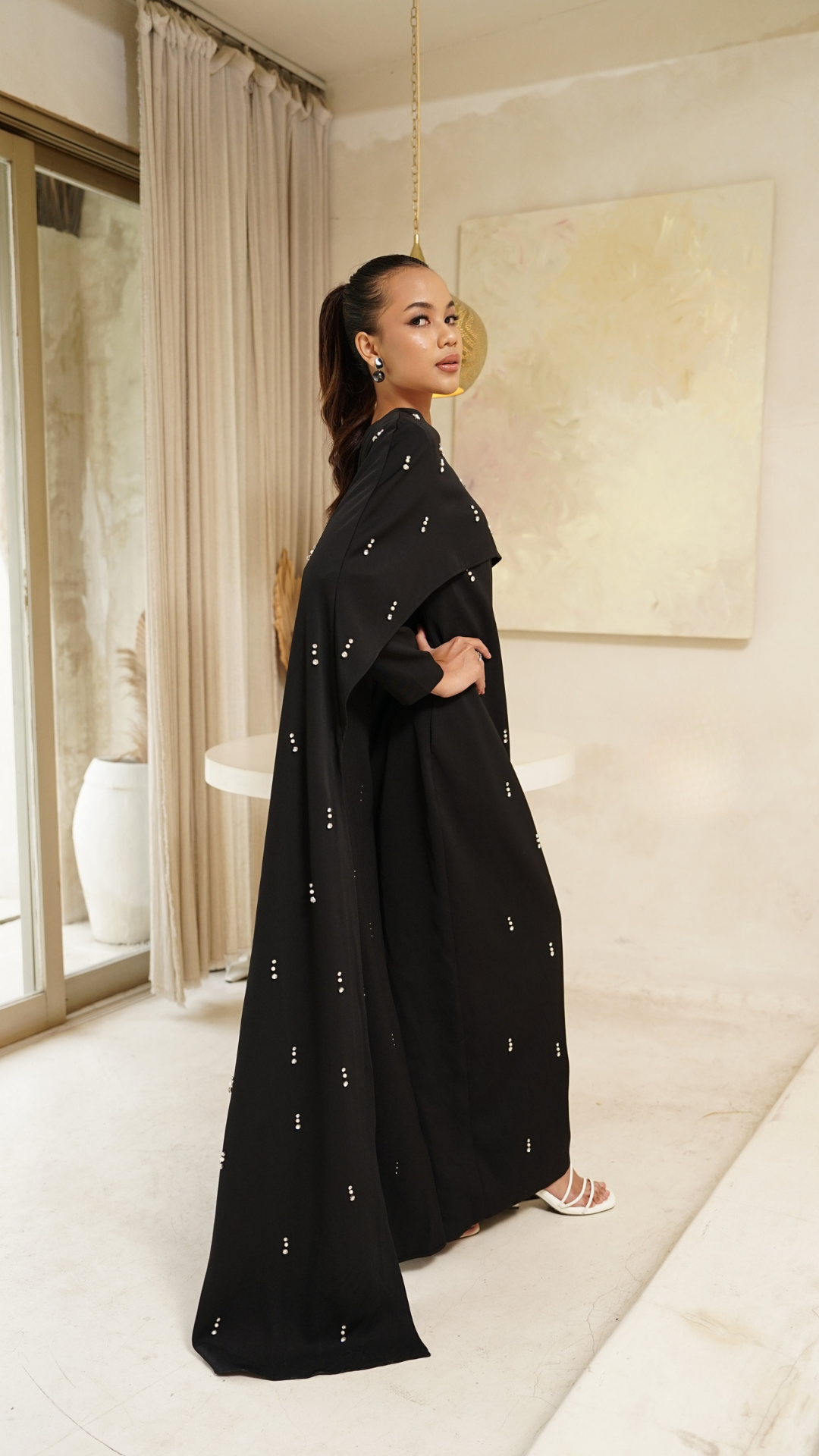 Black Cape Modest Maxi Dress