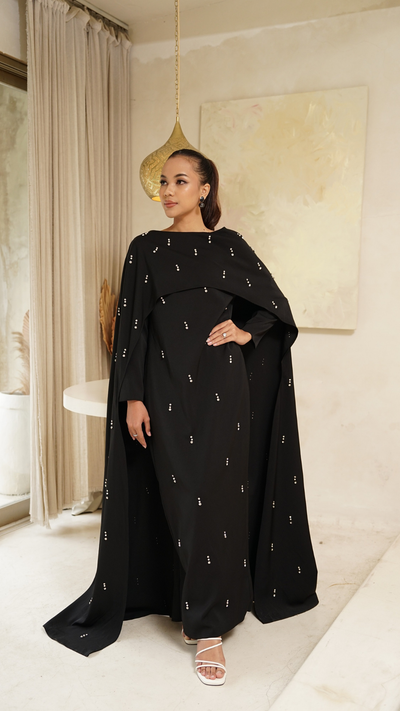 Black Cape Modest Maxi Dress Shimmi Dresses Black Cape Modest Maxi Dress Shimmi Dresses