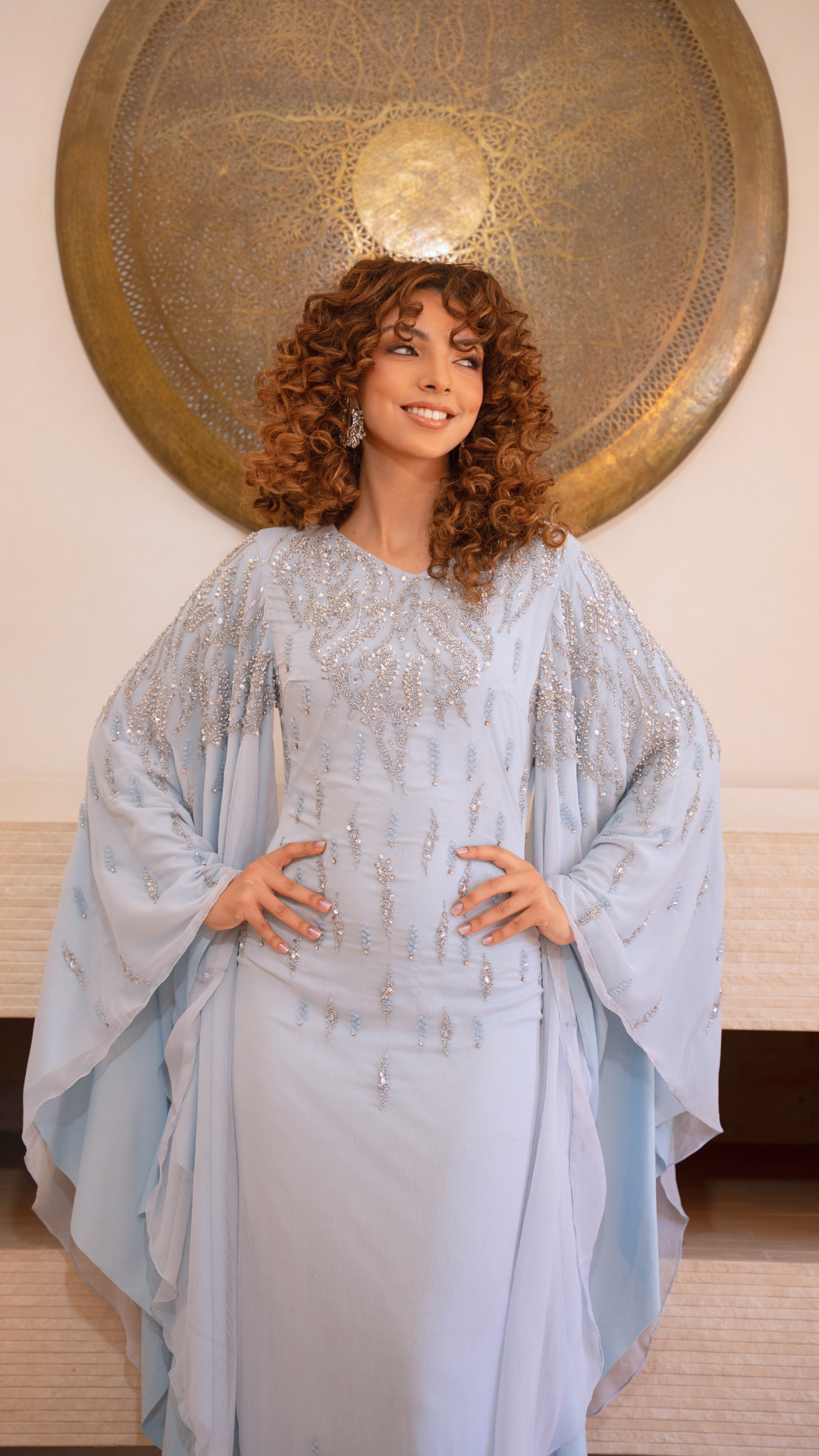 kaftan evening dress Blue Modest Sequin Burgundy Long Sleeve Ruffle size:3 Yrs Elegant Fit GL-03.20.26