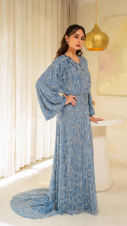 blue embellished kimono dress - 05