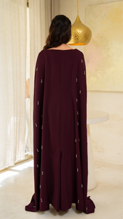 burgundy abaya with embellishment 04
