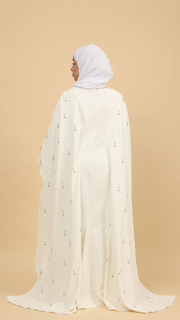 white bridal dress with cape and sleeves 