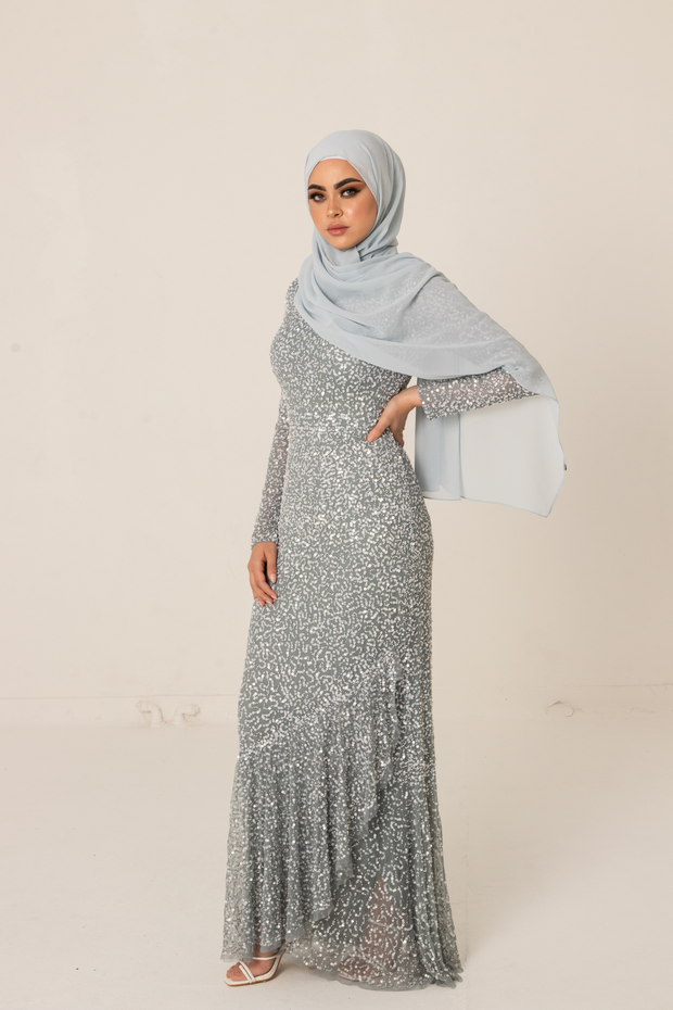 Dusky Blue Chiffon Hijab - Lyla