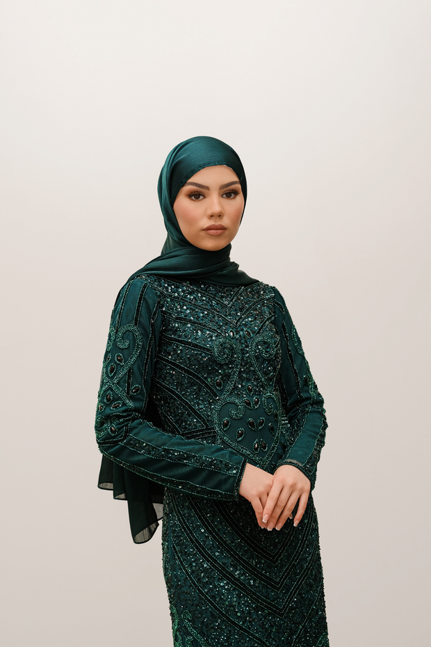 Emerald Green Satin Hijab - Hera