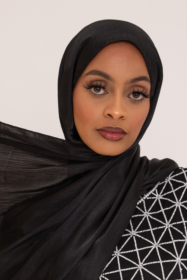 Black Satin Hijab